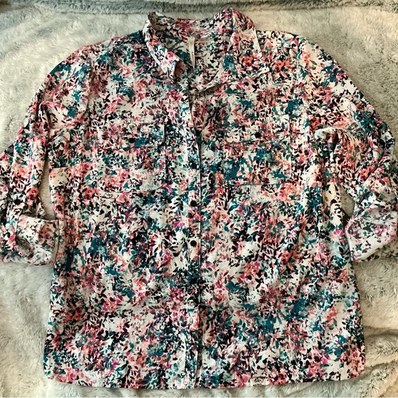 NWT- NY Collection Colorful Button-up Shirt - Picture 4 of 4